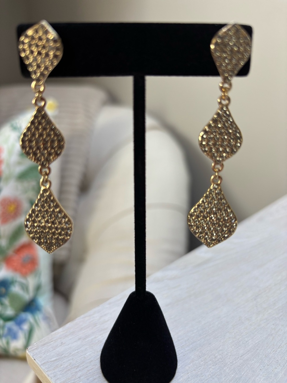 Gold Crystal Drop Dangle Earrings - Elegant Women’s Jewelry. Never worn